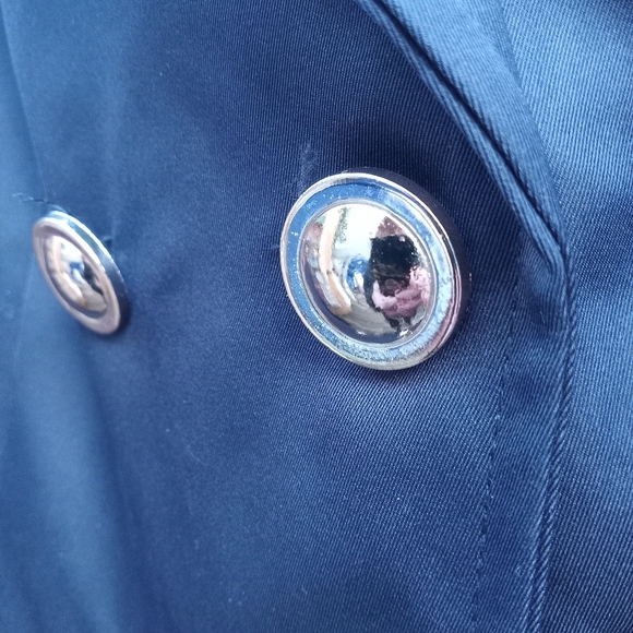 Vintage 1990's/00's Navy Blue Cinched Waist Rain Jacket Size Small - Picture 8 of 11